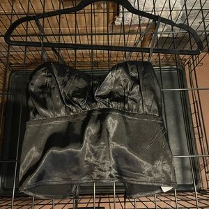 Black open back crop top